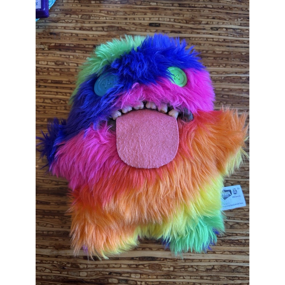 Fuggler Oogah Boogah Monster Rainbow Shaggy Fur Plush Button Eyes Teeth 2023 9"
